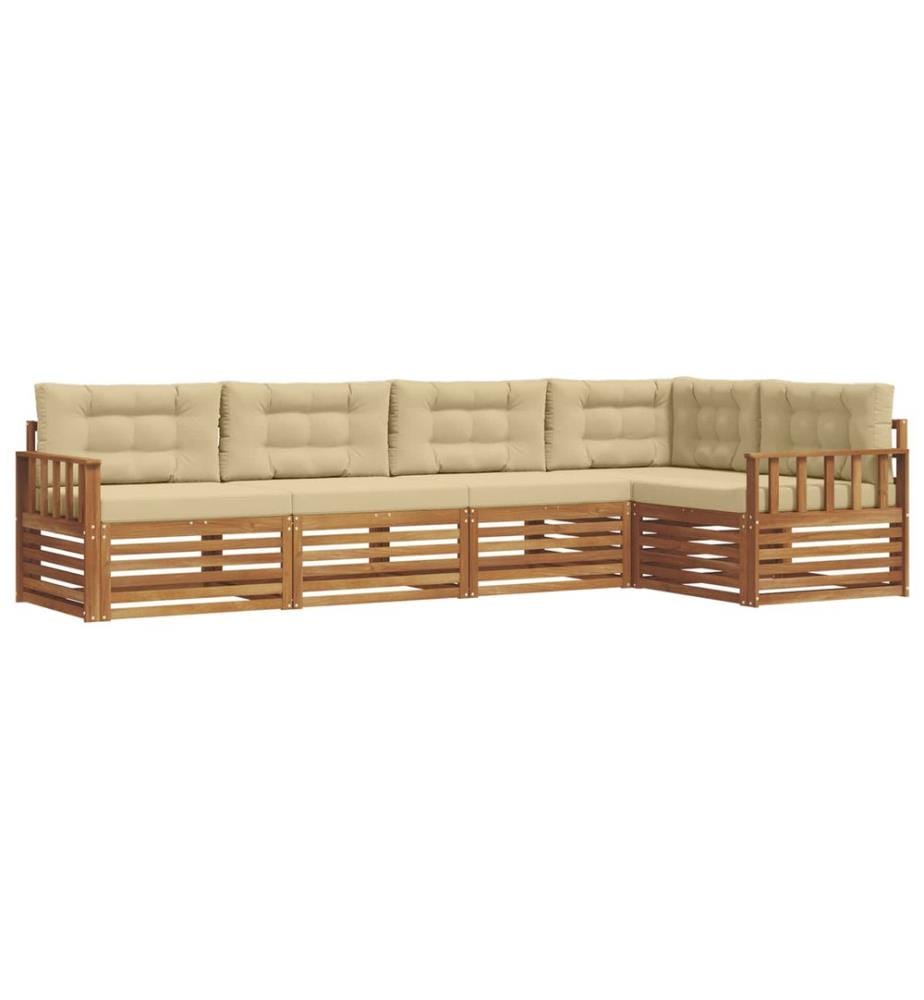vidaXL Ensemble de canapés d'extérieur 5 pcs Naturel et Beige