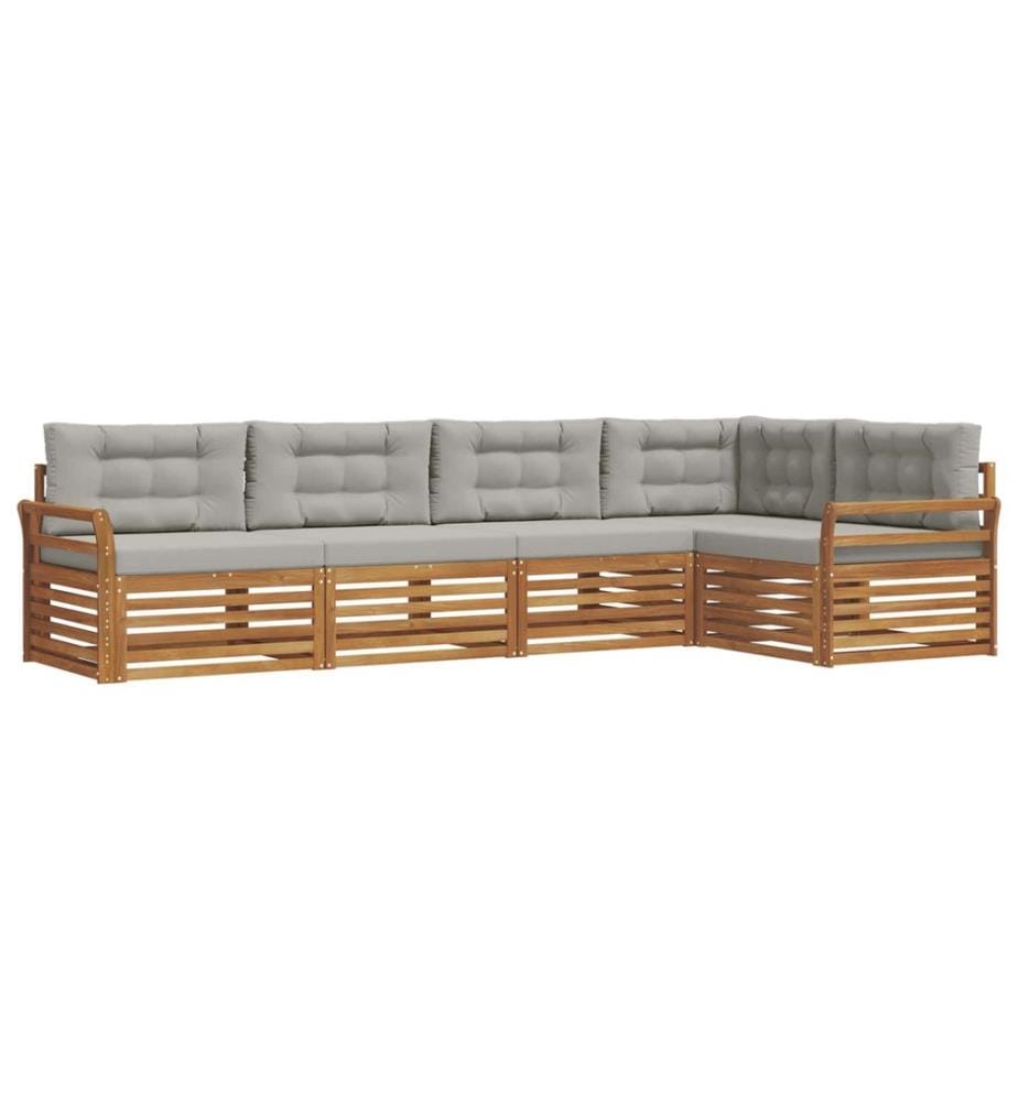 vidaXL Ensemble de canapés d'extérieur 5 pcs Gris Naturel et Clair