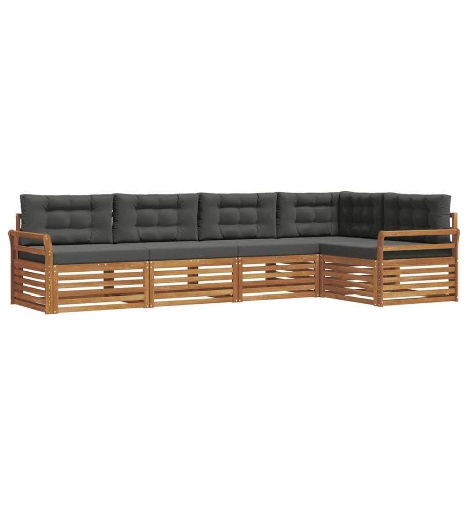 vidaXL Ensemble de canapés d'extérieur 5 pcs Naturel et Anthracite