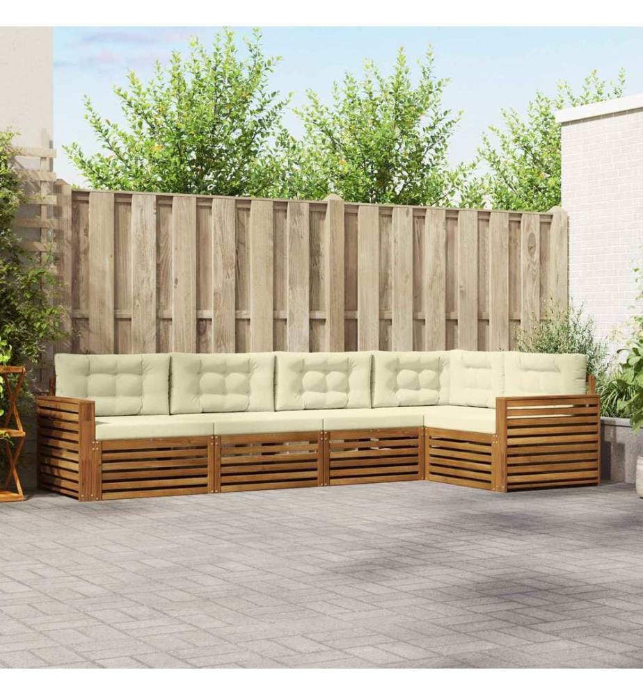 vidaXL Ensemble de canapés d'extérieur 5 pcs Naturel et Crème