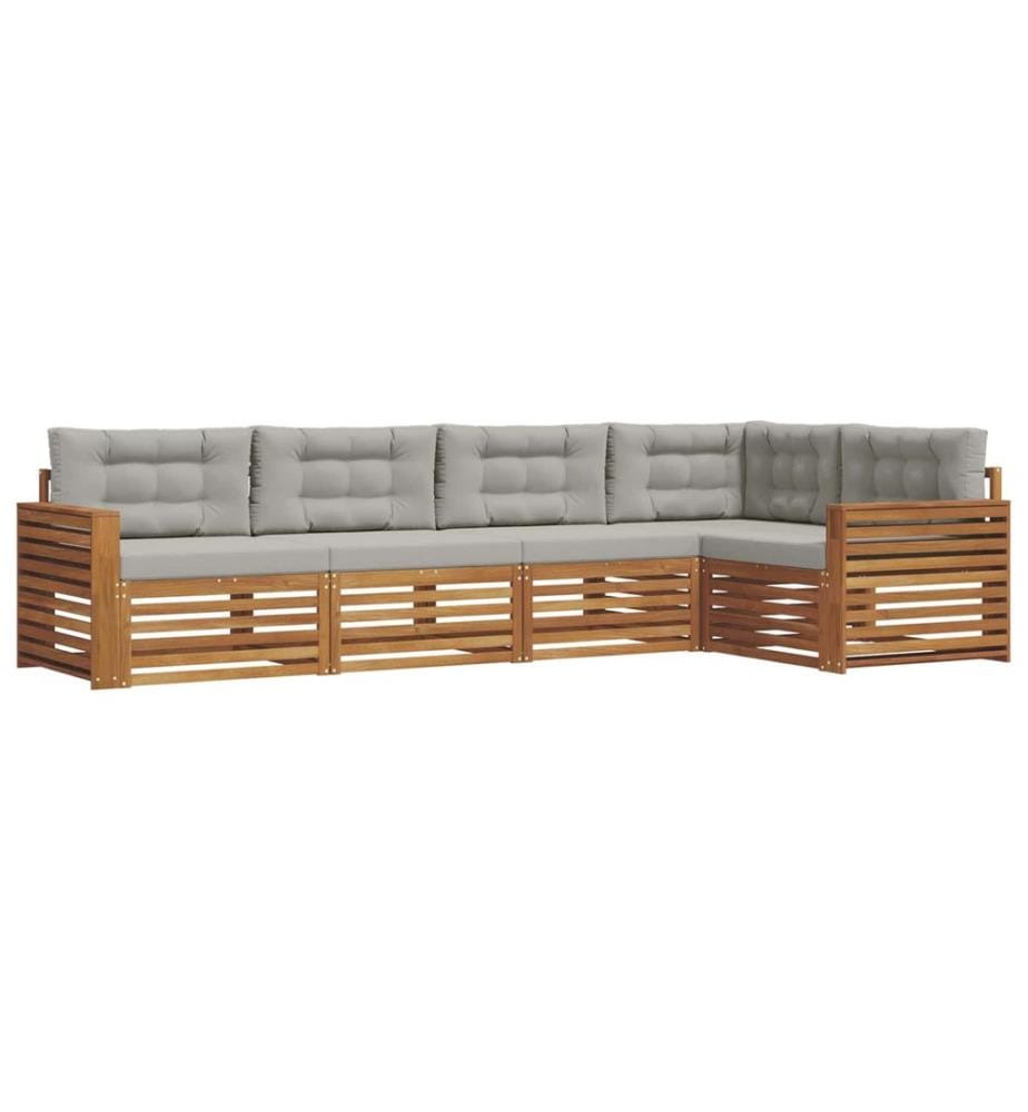 vidaXL Ensemble de canapés d'extérieur 5 pcs Gris Naturel et Clair