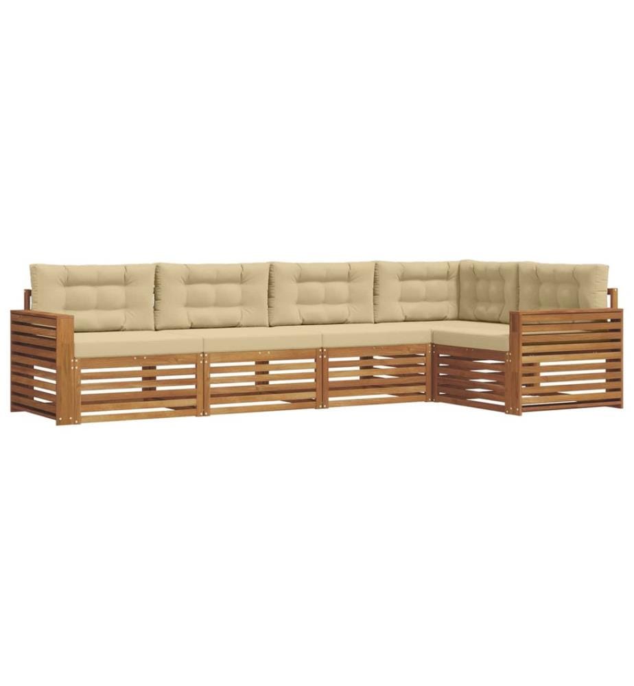 vidaXL Ensemble de canapés d'extérieur 5 pcs Naturel et Beige