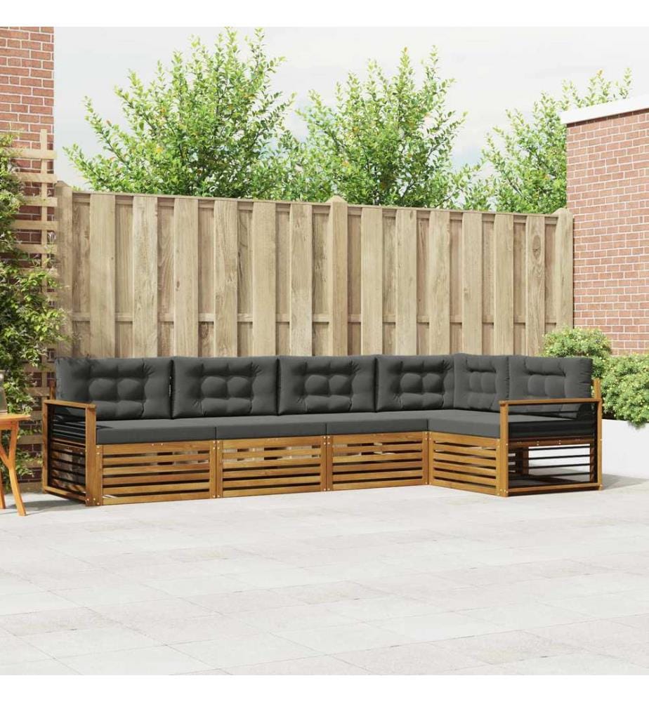 vidaXL Ensemble de canapés d'extérieur 5 pcs Naturel et Anthracite