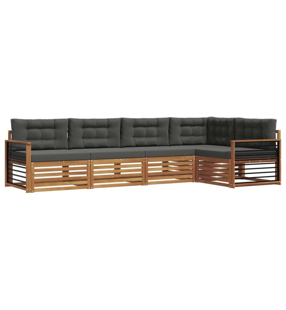 vidaXL Ensemble de canapés d'extérieur 5 pcs Naturel et Anthracite