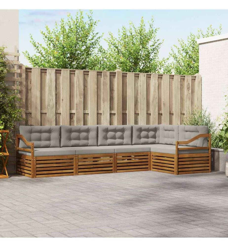 vidaXL Ensemble de canapés d'extérieur 5 pcs Gris Naturel et Clair