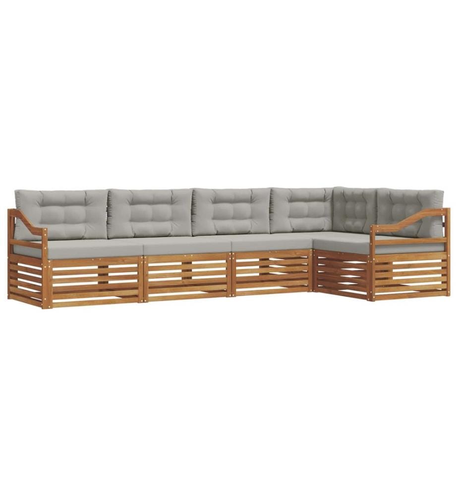 vidaXL Ensemble de canapés d'extérieur 5 pcs Gris Naturel et Clair