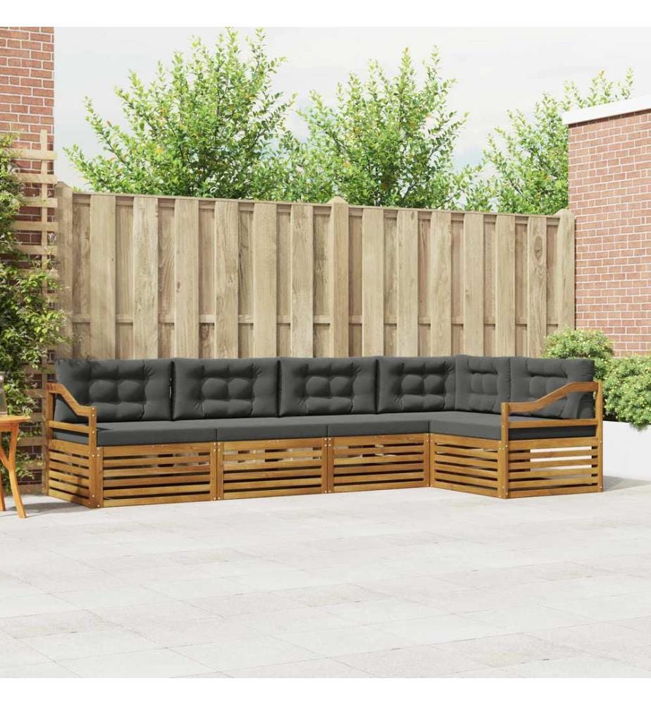 vidaXL Ensemble de canapés d'extérieur 5 pcs Naturel et Anthracite