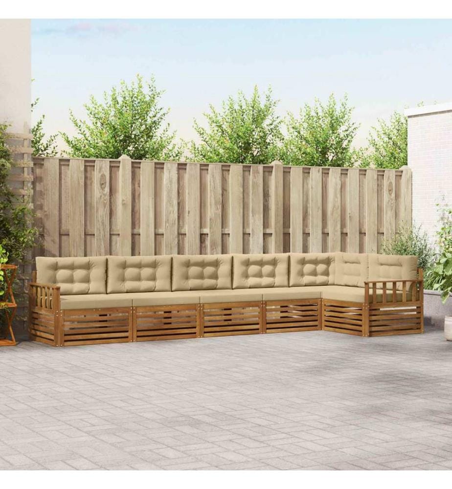 vidaXL Ensemble de canapés d'extérieur 6 pcs Naturel et Beige
