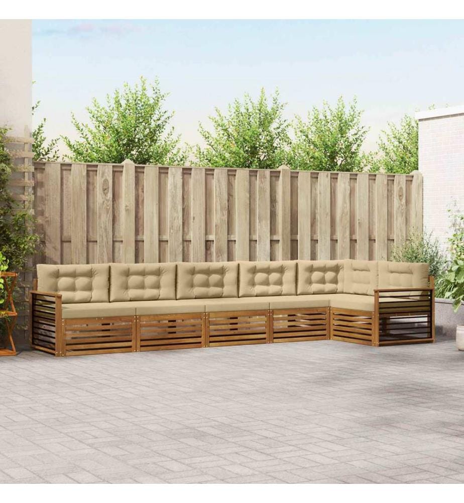 vidaXL Ensemble de canapés d'extérieur 6 pcs Naturel et Beige