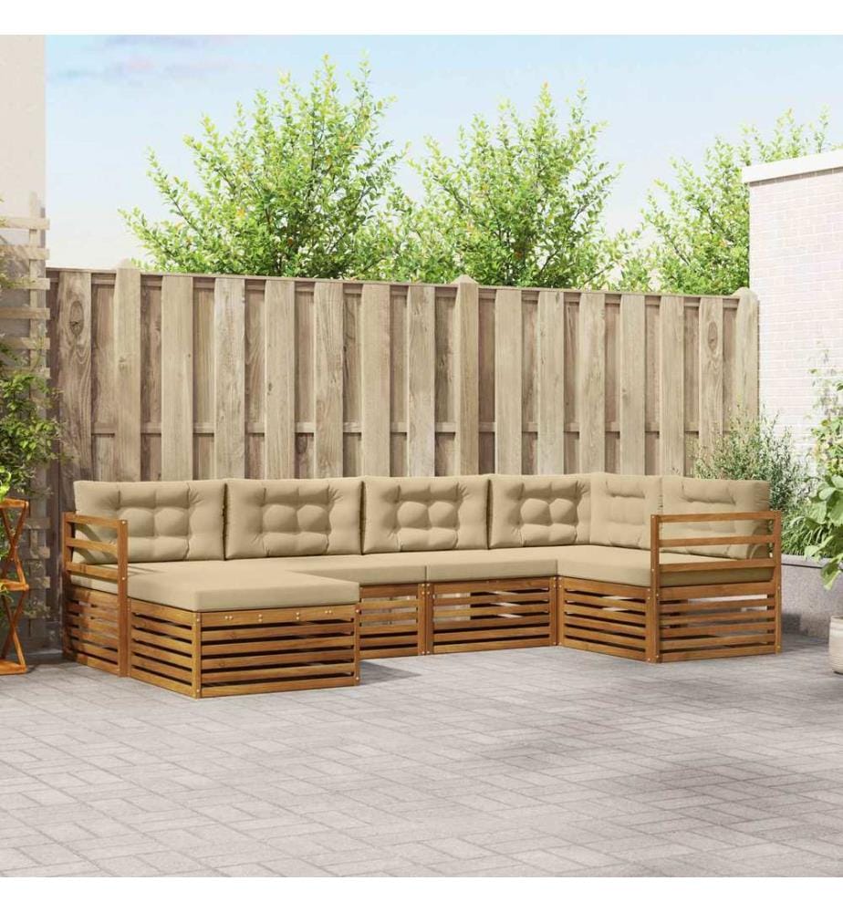vidaXL Ensemble de canapés d'extérieur 6 pcs Naturel et Beige