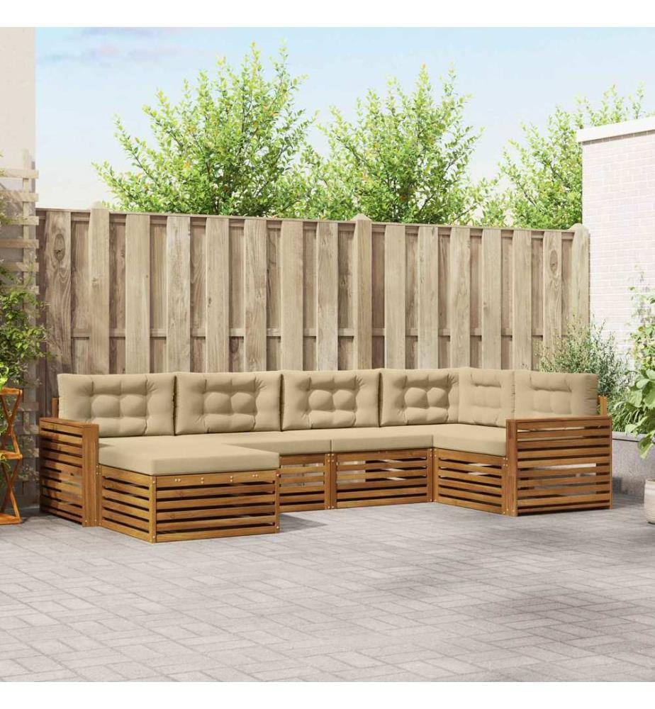vidaXL Ensemble de canapés d'extérieur 6 pcs Naturel et Beige