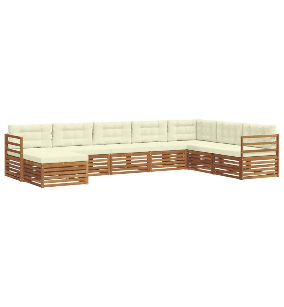 vidaXL Ensemble de canapés d'extérieur 8 pcs Naturel et Crème