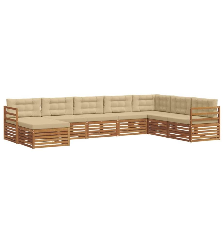 vidaXL Ensemble de canapés d'extérieur 8 pcs Naturel et Beige