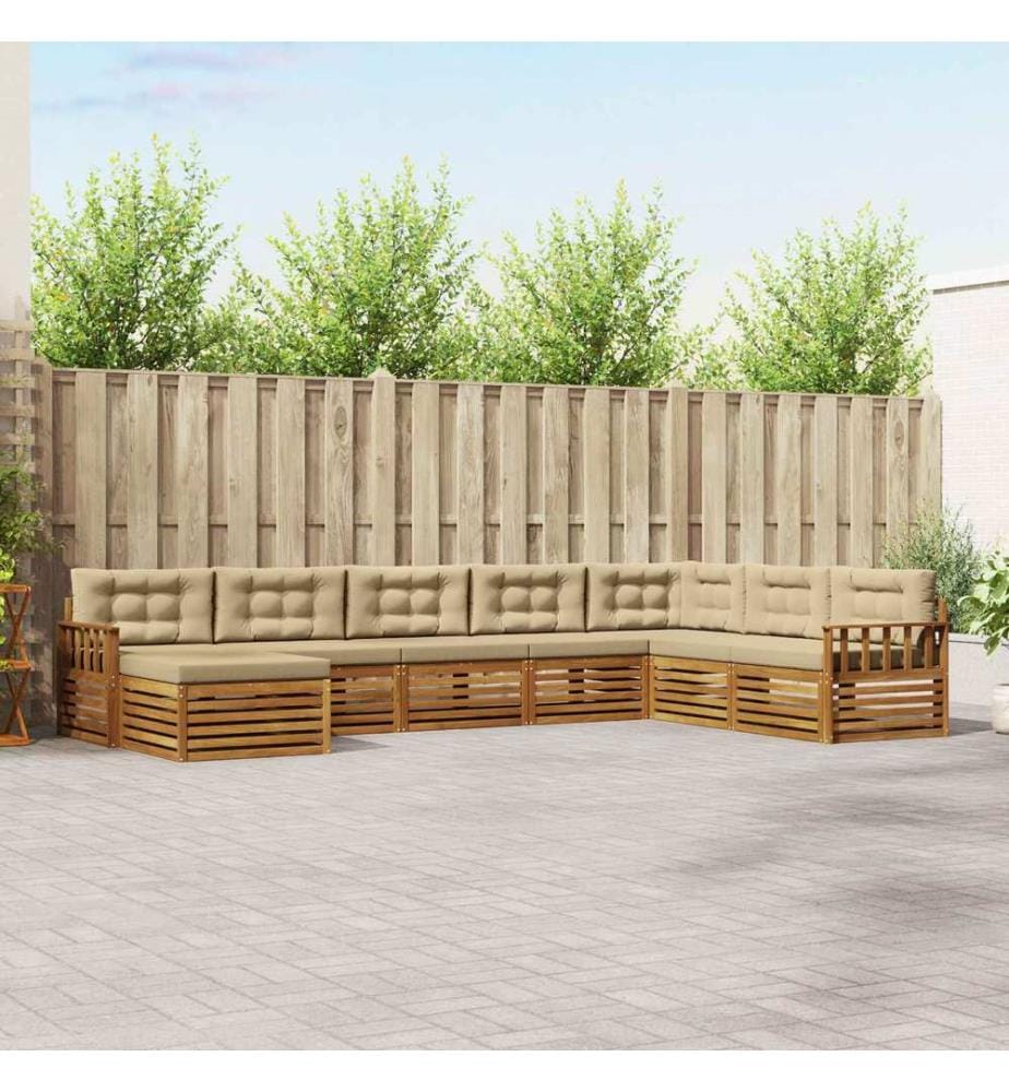 vidaXL Ensemble de canapés d'extérieur 8 pcs Naturel et Beige