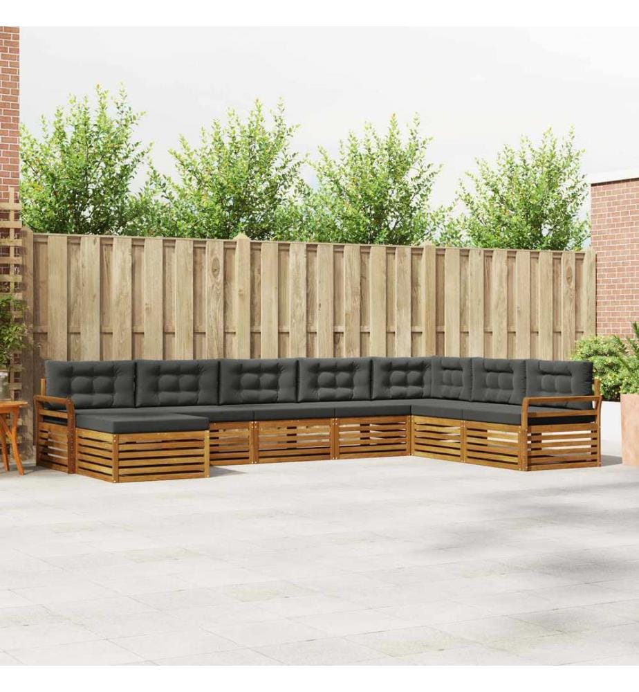 vidaXL Ensemble de canapés d'extérieur 8 pcs Naturel et Anthracite
