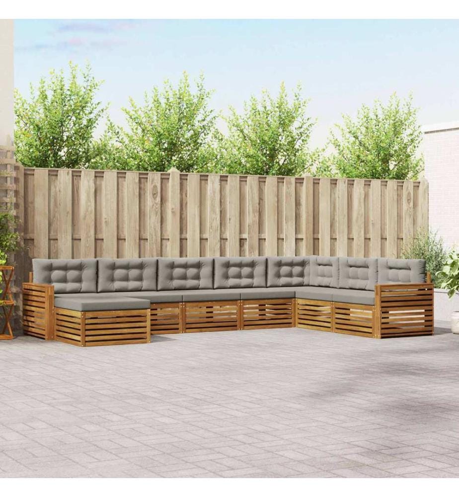 vidaXL Ensemble de canapés d'extérieur 8 pcs Gris Naturel et Clair