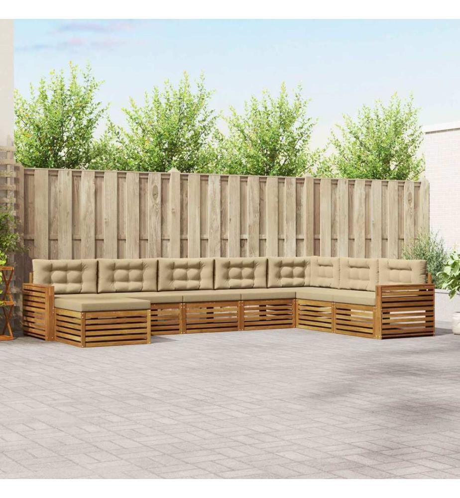 vidaXL Ensemble de canapés d'extérieur 8 pcs Naturel et Beige