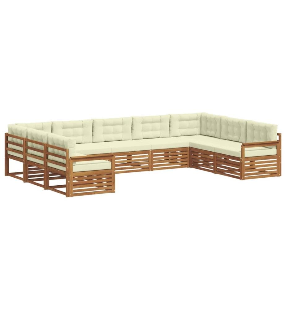 vidaXL Ensemble de canapés d'extérieur 9 pcs Naturel et Crème