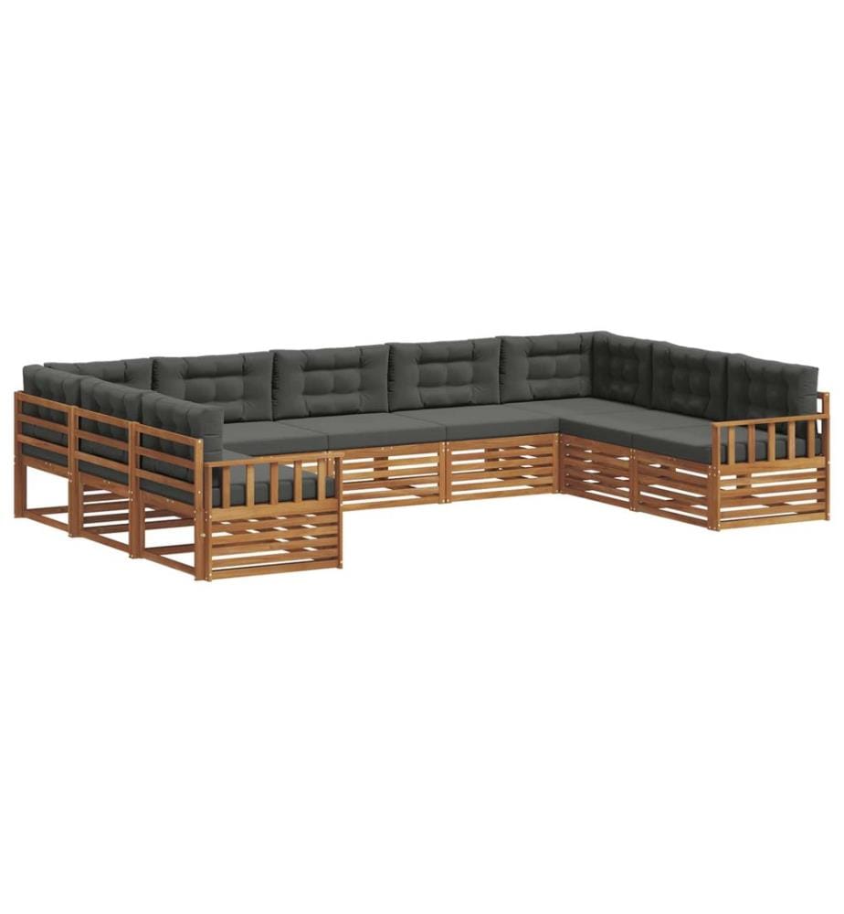 vidaXL Ensemble de canapés d'extérieur 9 pcs Naturel et Anthracite