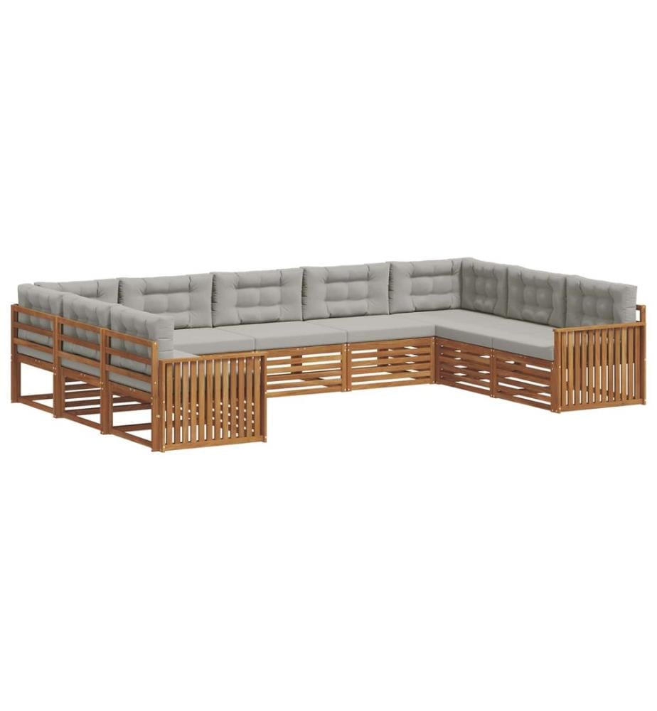 vidaXL Ensemble de canapés d'extérieur 9 pcs Gris Naturel et Clair