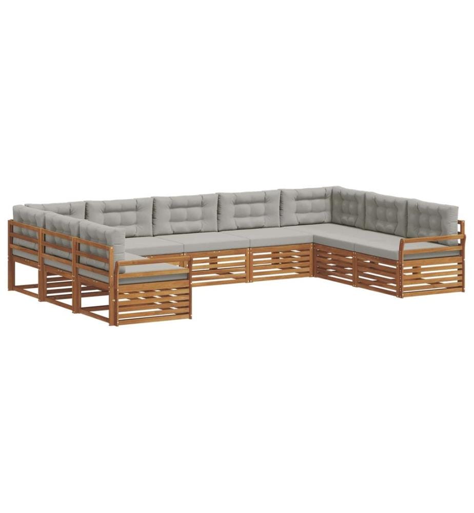 vidaXL Ensemble de canapés d'extérieur 9 pcs Gris Naturel et Clair