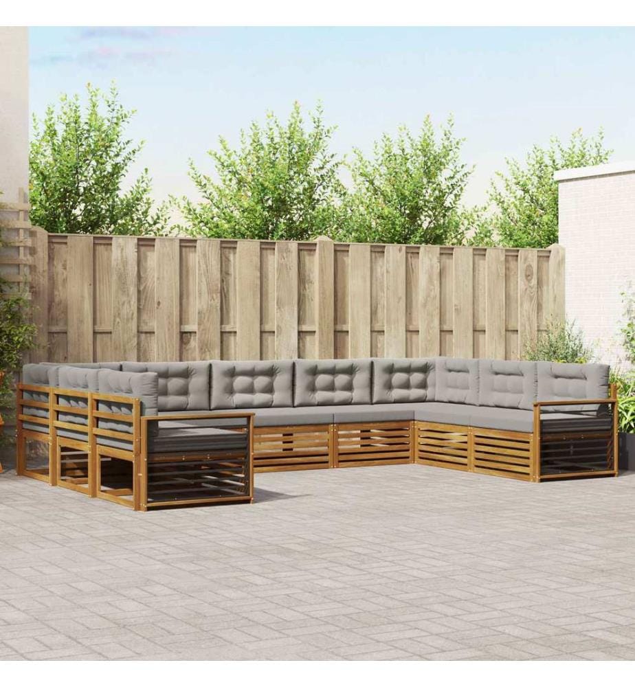 vidaXL Ensemble de canapés d'extérieur 9 pcs Gris Naturel et Clair