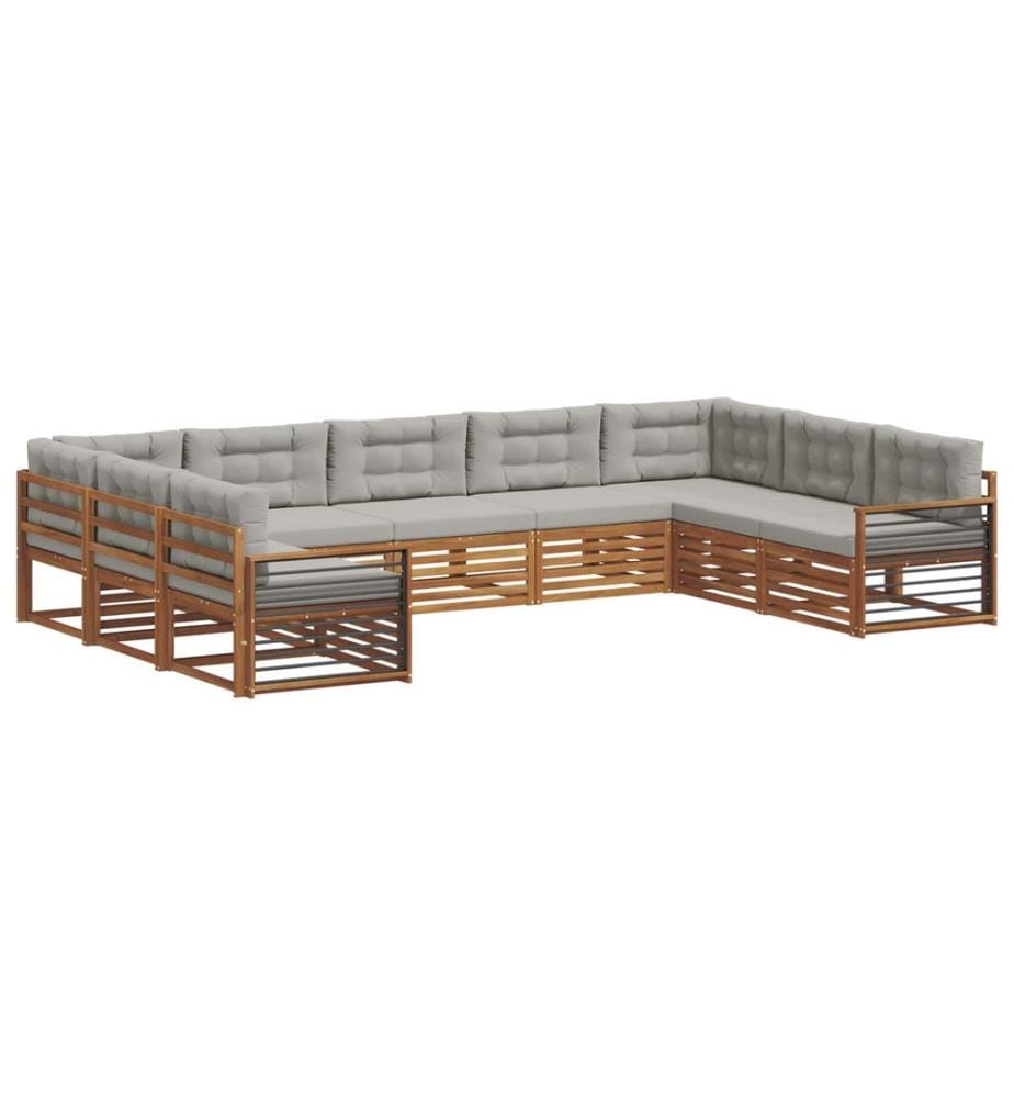 vidaXL Ensemble de canapés d'extérieur 9 pcs Gris Naturel et Clair