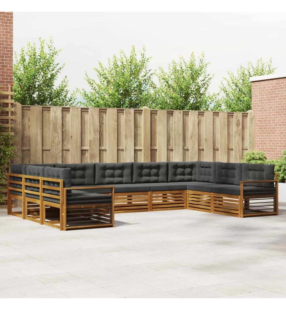 vidaXL Ensemble de canapés d'extérieur 9 pcs Naturel et Anthracite