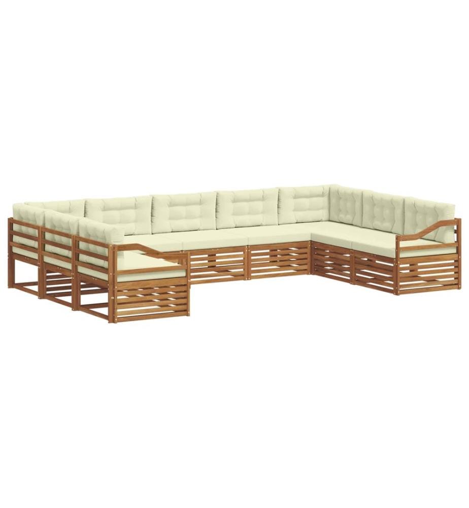 vidaXL Ensemble de canapés d'extérieur 9 pcs Naturel et Crème