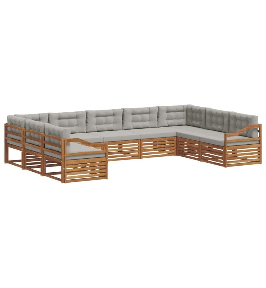 vidaXL Ensemble de canapés d'extérieur 9 pcs Gris Naturel et Clair
