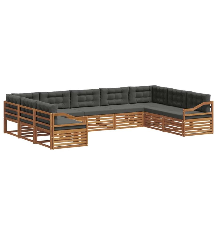 vidaXL Ensemble de canapés d'extérieur 9 pcs Naturel et Anthracite