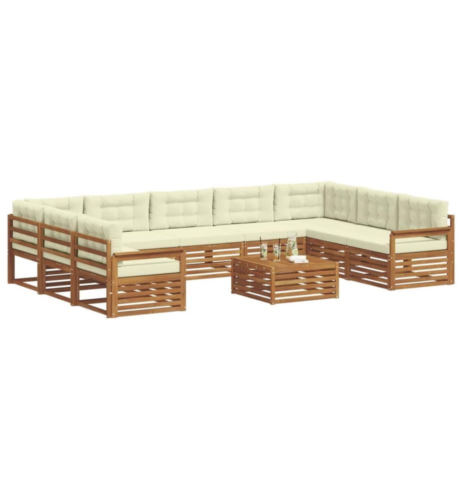 vidaXL Ensemble de canapés d'extérieur 10 pcs Naturel et Crème