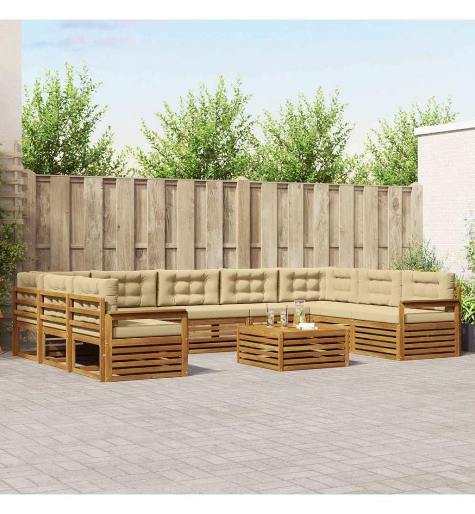 vidaXL Ensemble de canapés d'extérieur 10 pcs Naturel et Beige