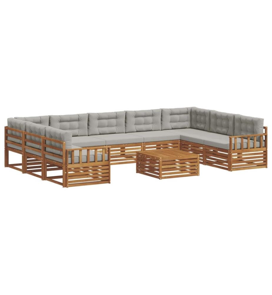 vidaXL Ensemble de canapés d'extérieur 10 pcs Gris Naturel et Clair