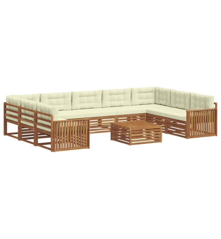 vidaXL Ensemble de canapés d'extérieur 10 pcs Naturel et Crème