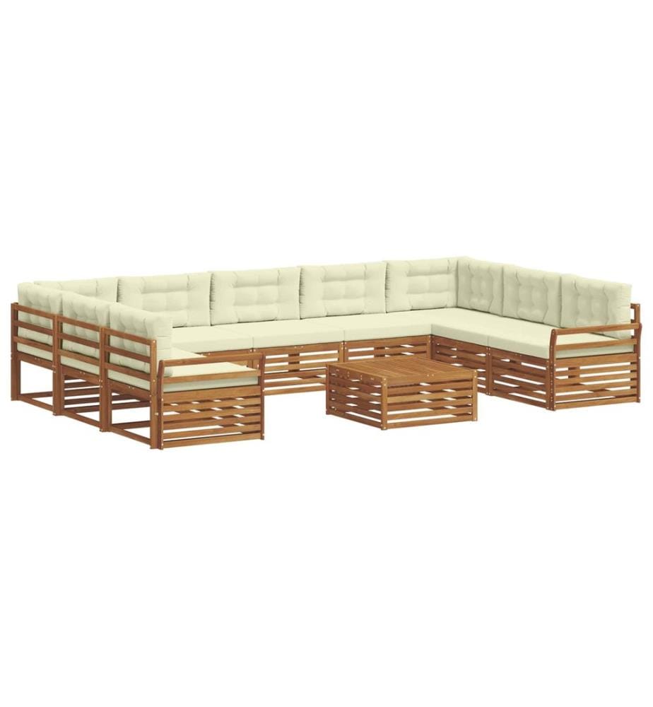 vidaXL Ensemble de canapés d'extérieur 10 pcs Naturel et Crème