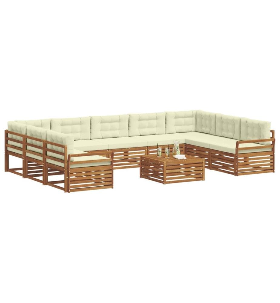 vidaXL Ensemble de canapés d'extérieur 10 pcs Naturel et Crème