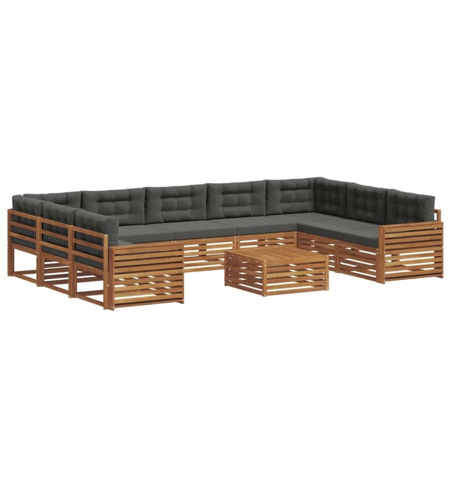 vidaXL Ensemble de canapés d'extérieur 10 pcs Naturel et Anthracite
