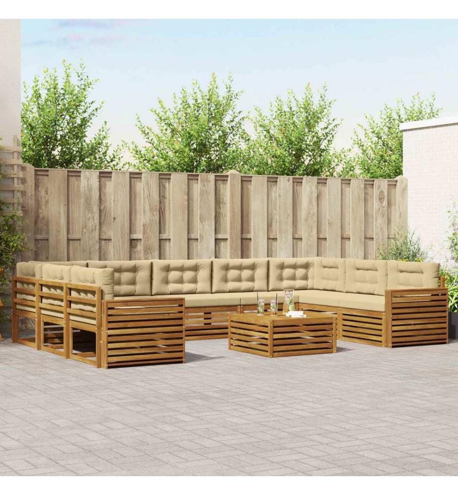 vidaXL Ensemble de canapés d'extérieur 10 pcs Naturel et Beige