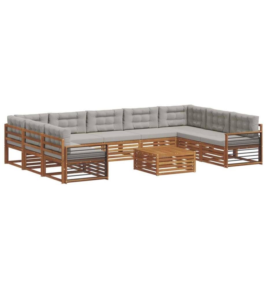 vidaXL Ensemble de canapés d'extérieur 10 pcs Gris Naturel et Clair