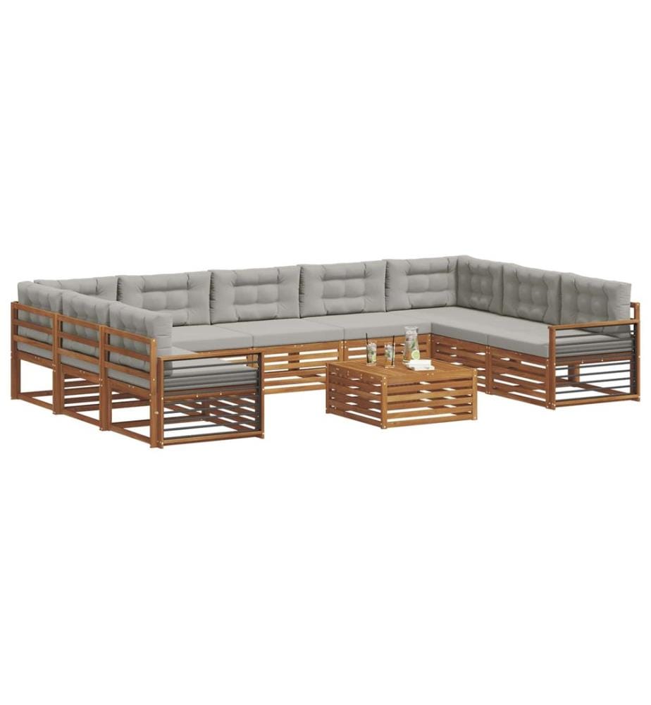 vidaXL Ensemble de canapés d'extérieur 10 pcs Gris Naturel et Clair