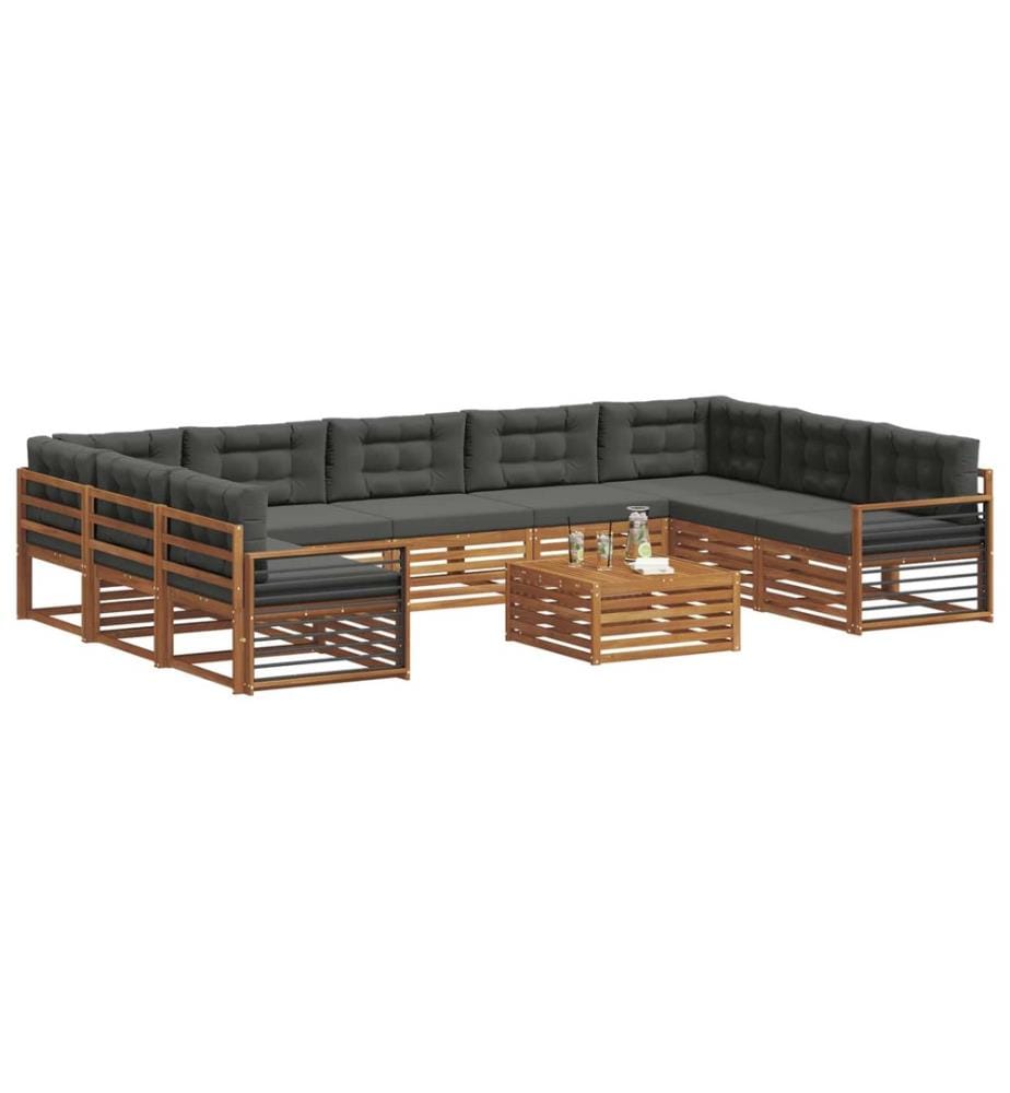 vidaXL Ensemble de canapés d'extérieur 10 pcs Naturel et Anthracite