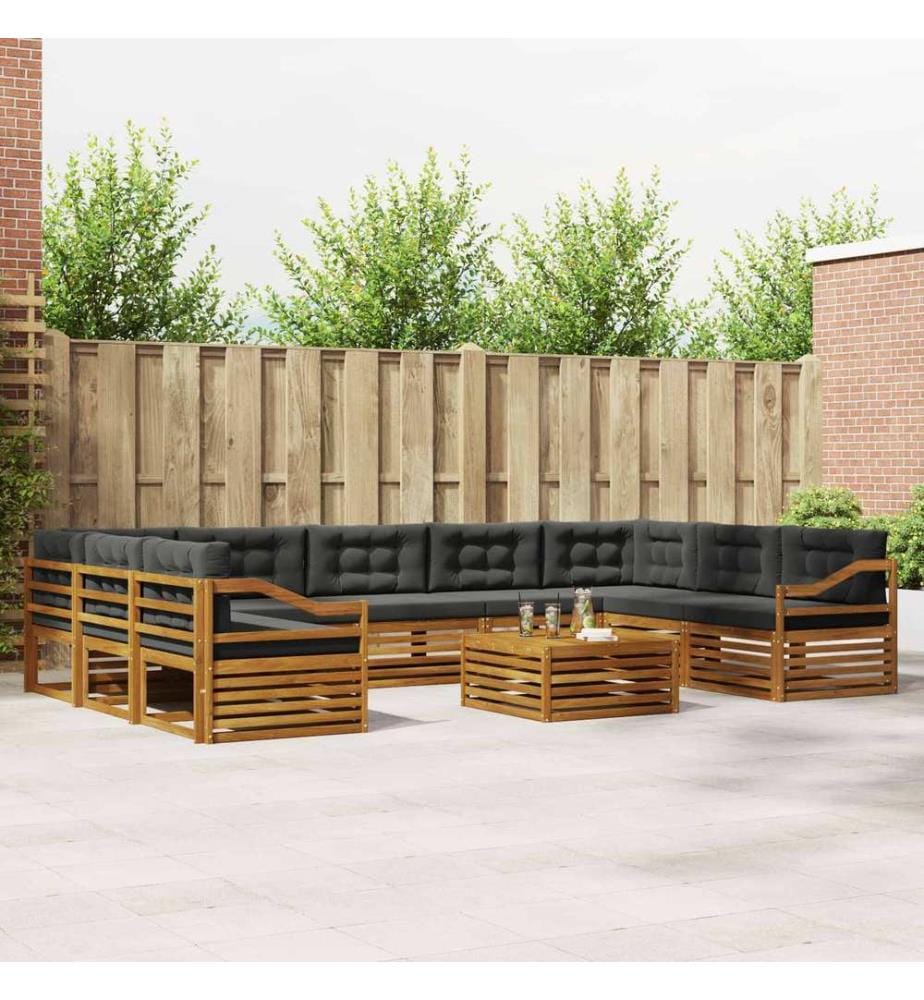vidaXL Ensemble de canapés d'extérieur 10 pcs Naturel et Anthracite