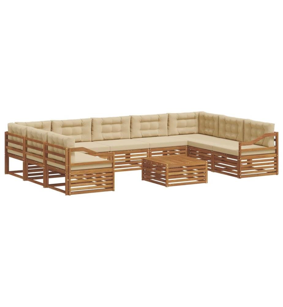 vidaXL Ensemble de canapés d'extérieur 10 pcs Naturel et Beige