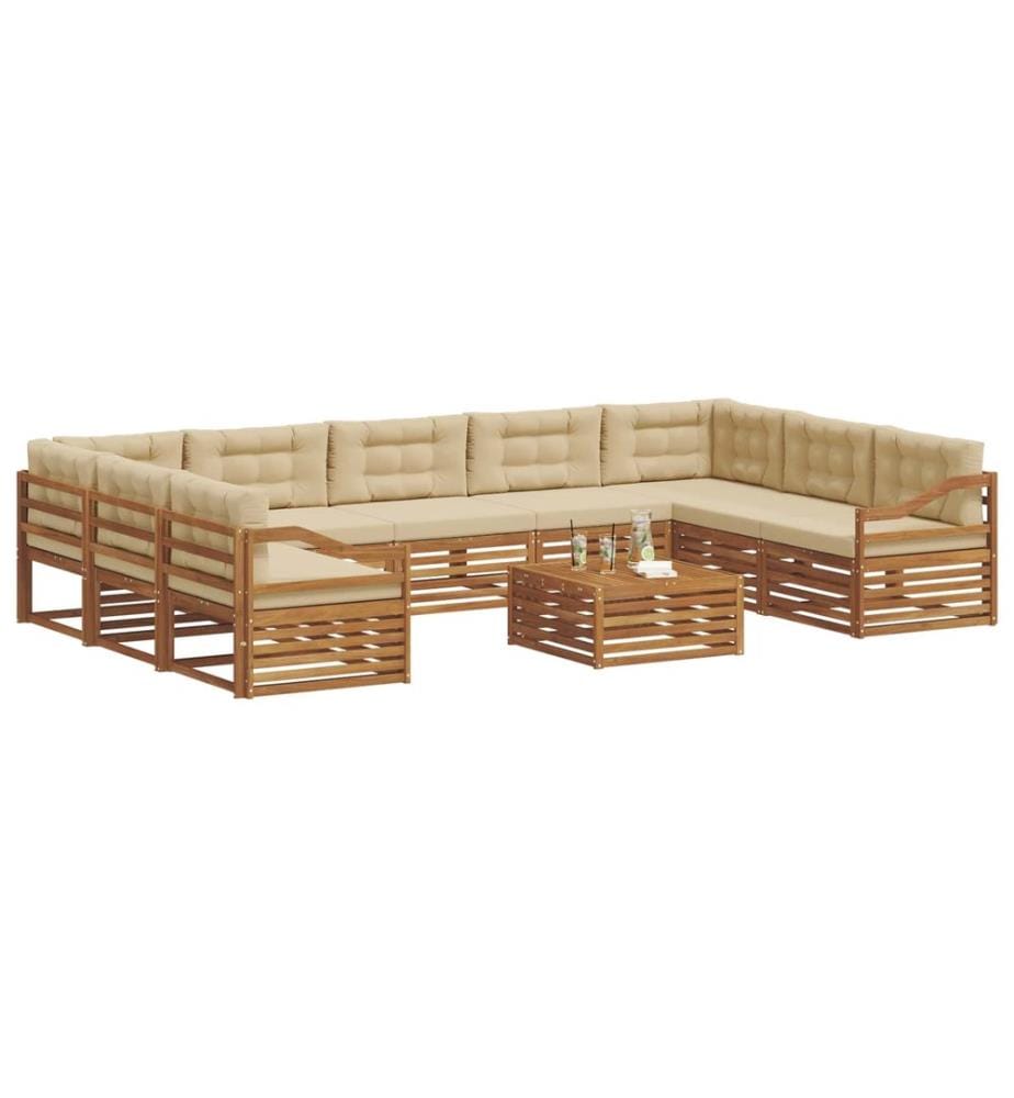 vidaXL Ensemble de canapés d'extérieur 10 pcs Naturel et Beige