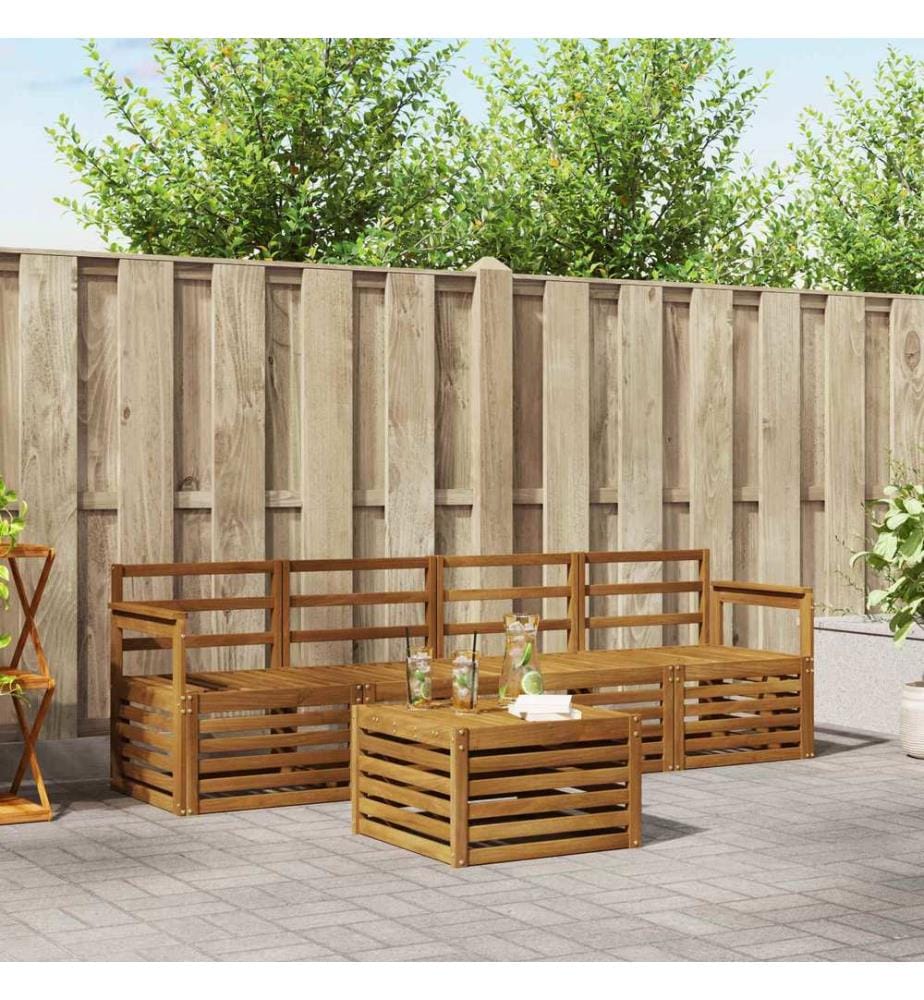 vidaXL Ensembles de canapés 5 pcs Naturel Bois d'Acacia Massif