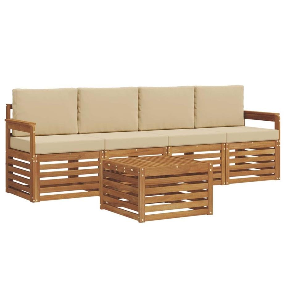 vidaXL Ensemble de canapés d'extérieur 5 pcs Naturel et Beige