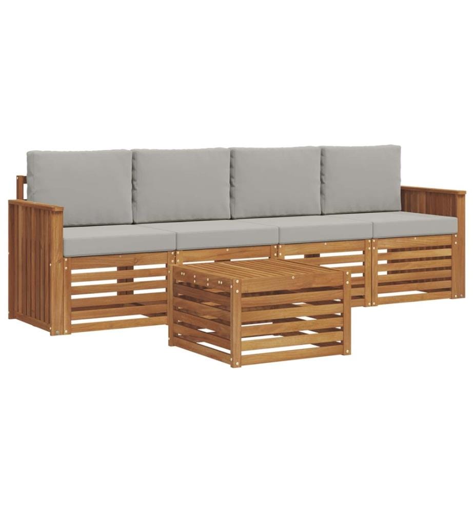 vidaXL Ensemble de canapés d'extérieur 5 pcs Gris Naturel et Clair