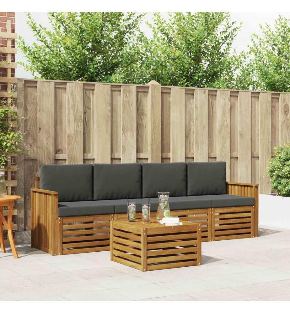 vidaXL Ensemble de canapés d'extérieur 5 pcs Naturel et Anthracite