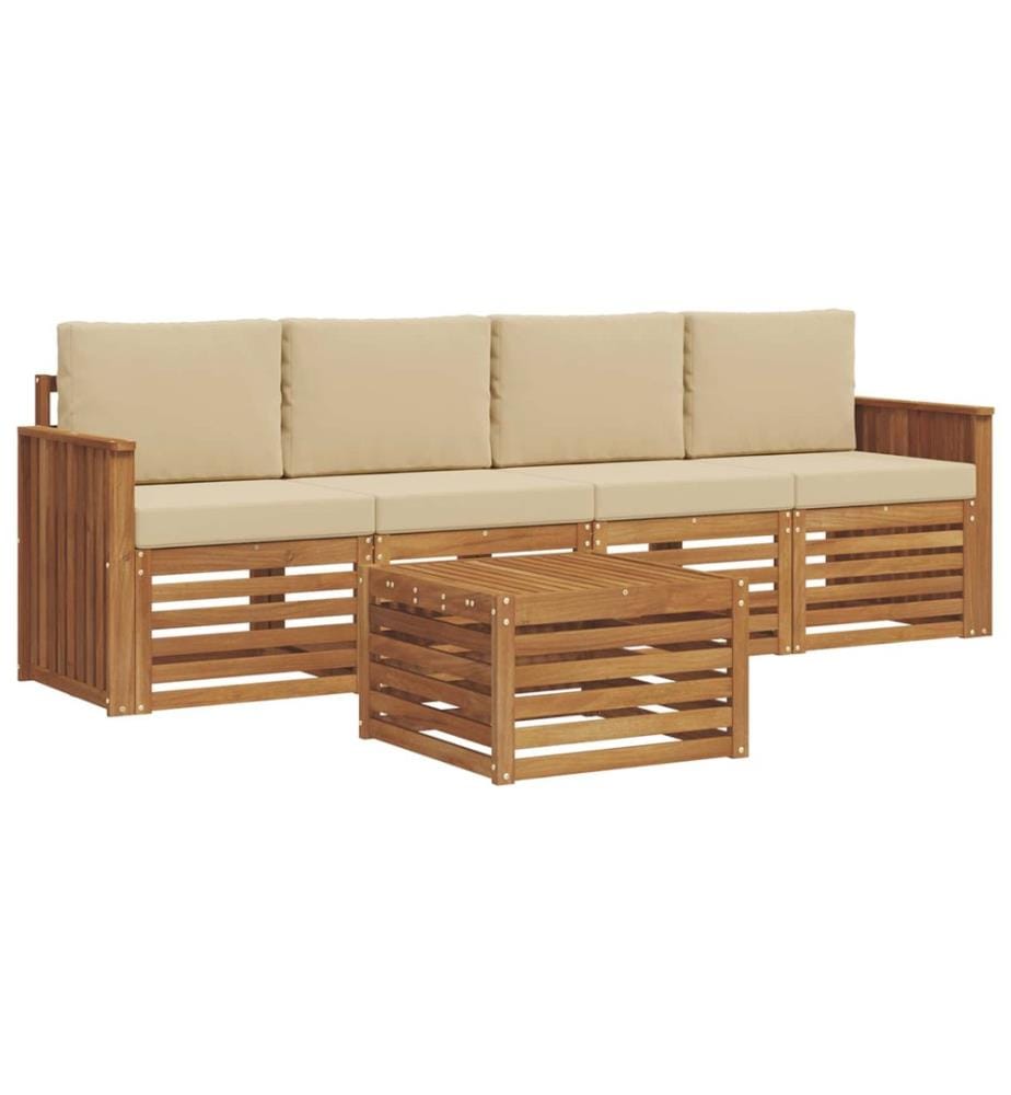 vidaXL Ensemble de canapés d'extérieur 5 pcs Naturel et Beige
